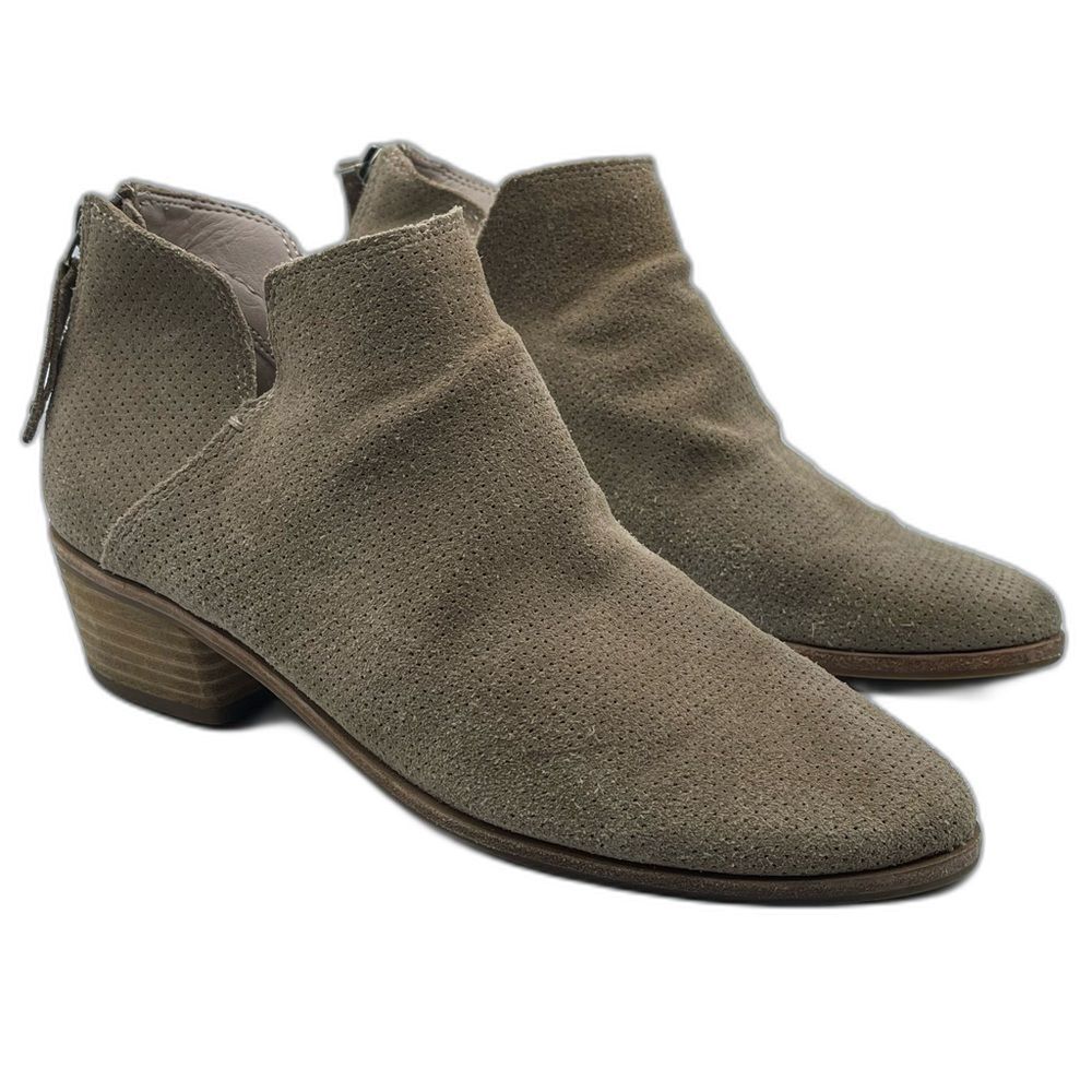 Dolce Vita Karsen Preforated Taupe Suede Ankle Booties Size 8